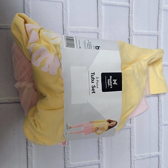 Member's Mark Girl's 3 Piece Tutu Set Yellow and Pink Flowers Size 6 - Picture 11 of 12